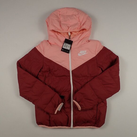 Nike Down Jacket Womens Hooded Reversible WindRunner Full Zip - Picture 1 of 5